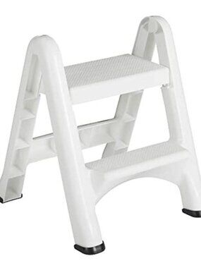 Step Folding Stool, 2-Step, White